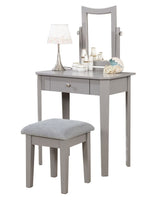 Cece 1-Drawer Grey Dressing Table Makeup Vanity Set with Stool and Mirror Y5Z3 - product image 3