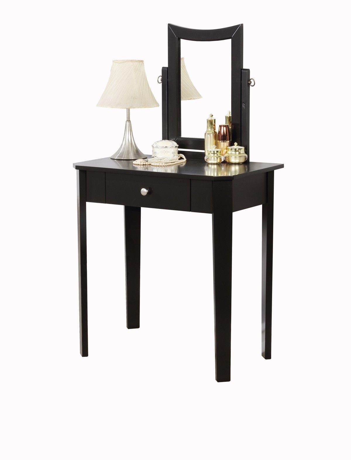 Celah 1-Drawer Black Dressing Table Makeup Vanity Set with Stool and Mirror X8R7 - product image 3