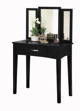 Lynn 1-Drawer Black Dressing Table Makeup Vanity Set with Stool and Mirror X8X5 - product image 2