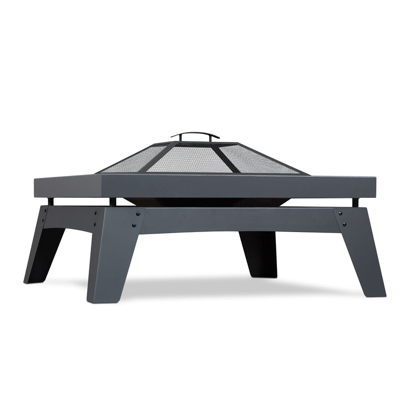 Square Steel Wood Burning Fire Pit in Gray, 37-in W1I6