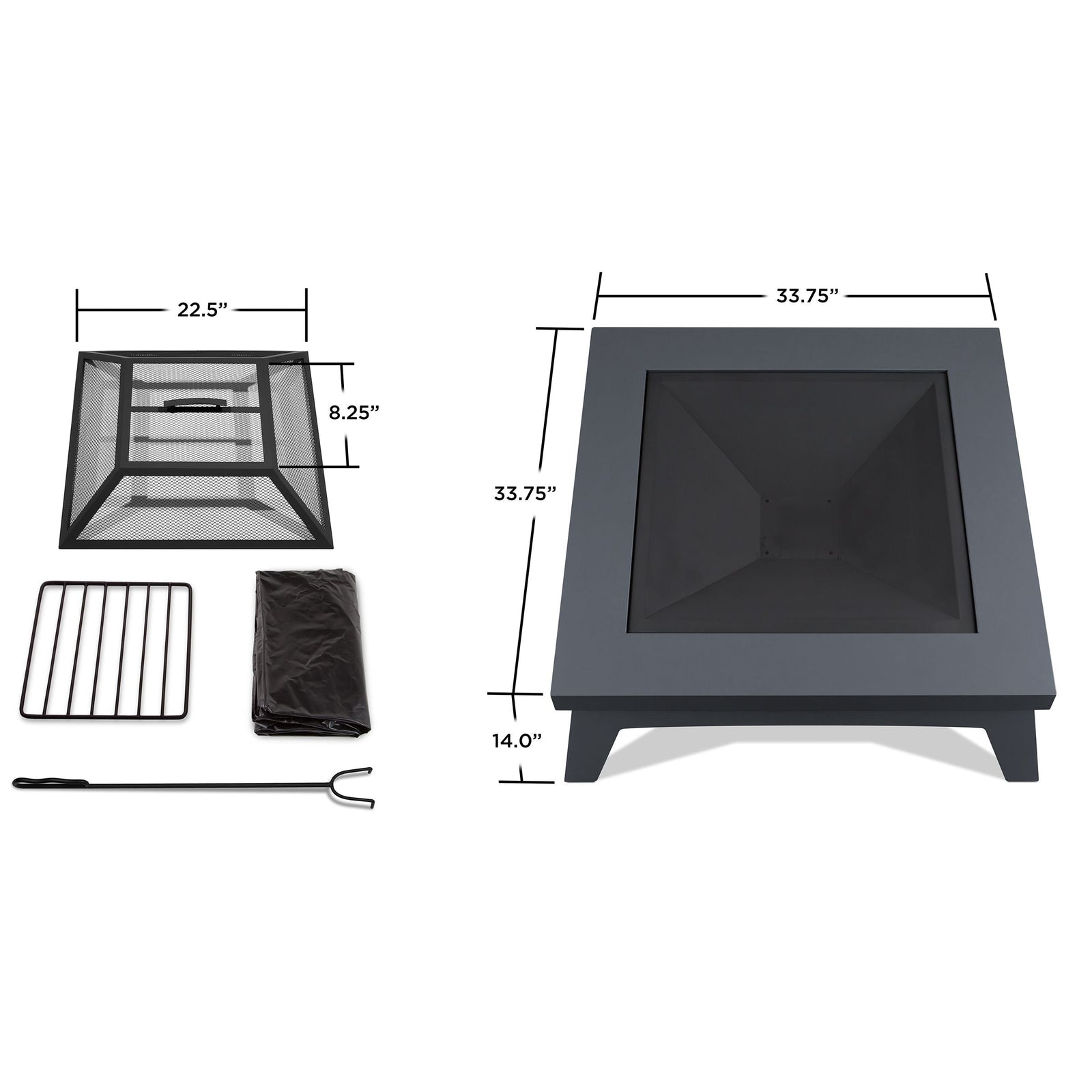 Square Steel Wood Burning Fire Pit in Gray, 37-in W1I6 - product image 5