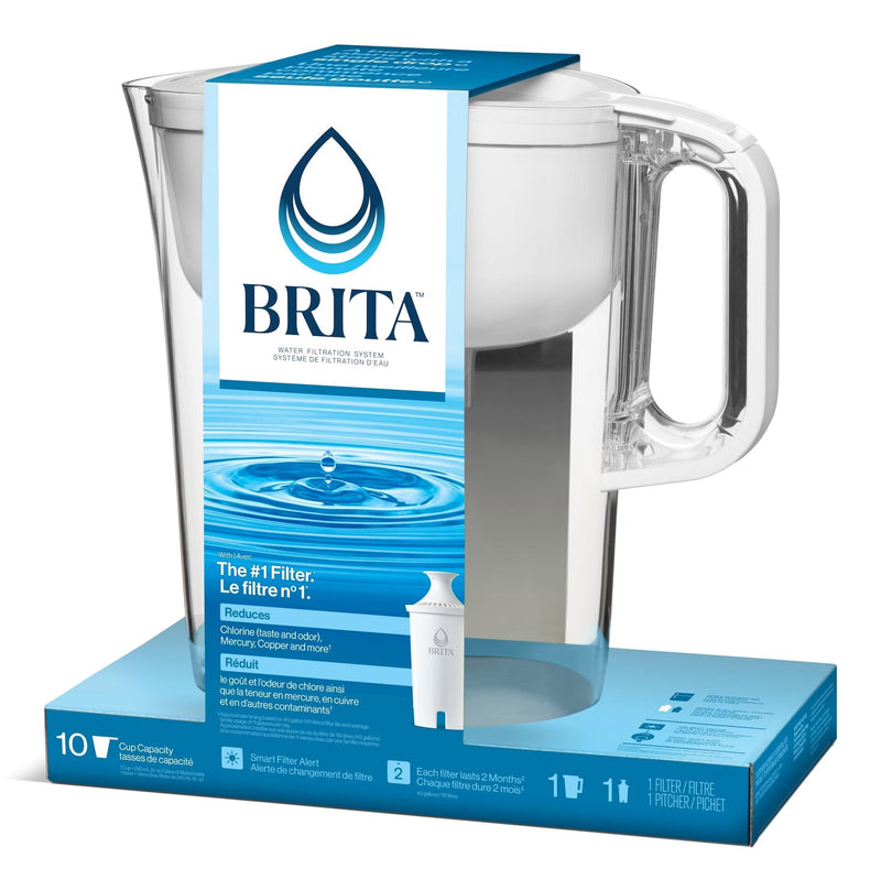 Huron Bright Water Pitcher, BPA free, Standard Filter included, 10-Cup, White R9W5