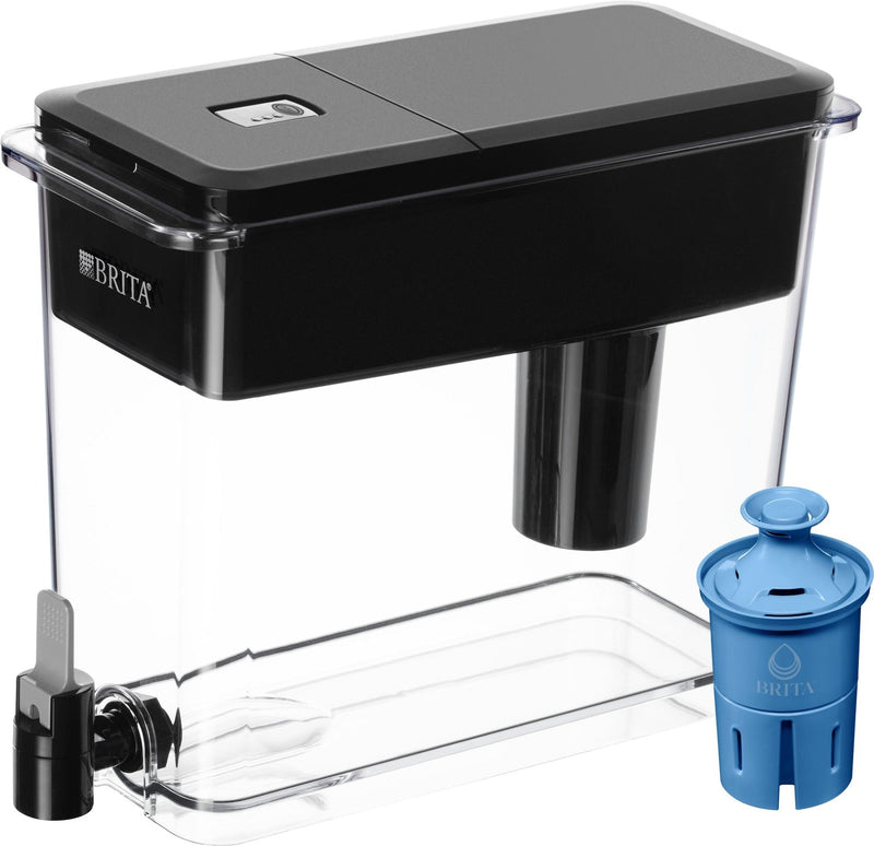 UltraMax Water Filter Pitcher/Dispenser with LongLast Filters, BPA Free, 27 Cup, Black I8V7