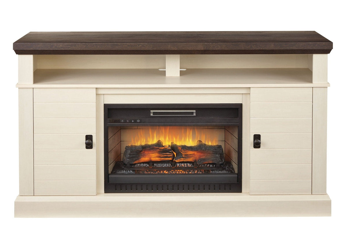 Ashcroft Media Console Electric Fireplace TV Stand, 60-in, 1400W, Includes Remote Control, White G8U3 - product image 1