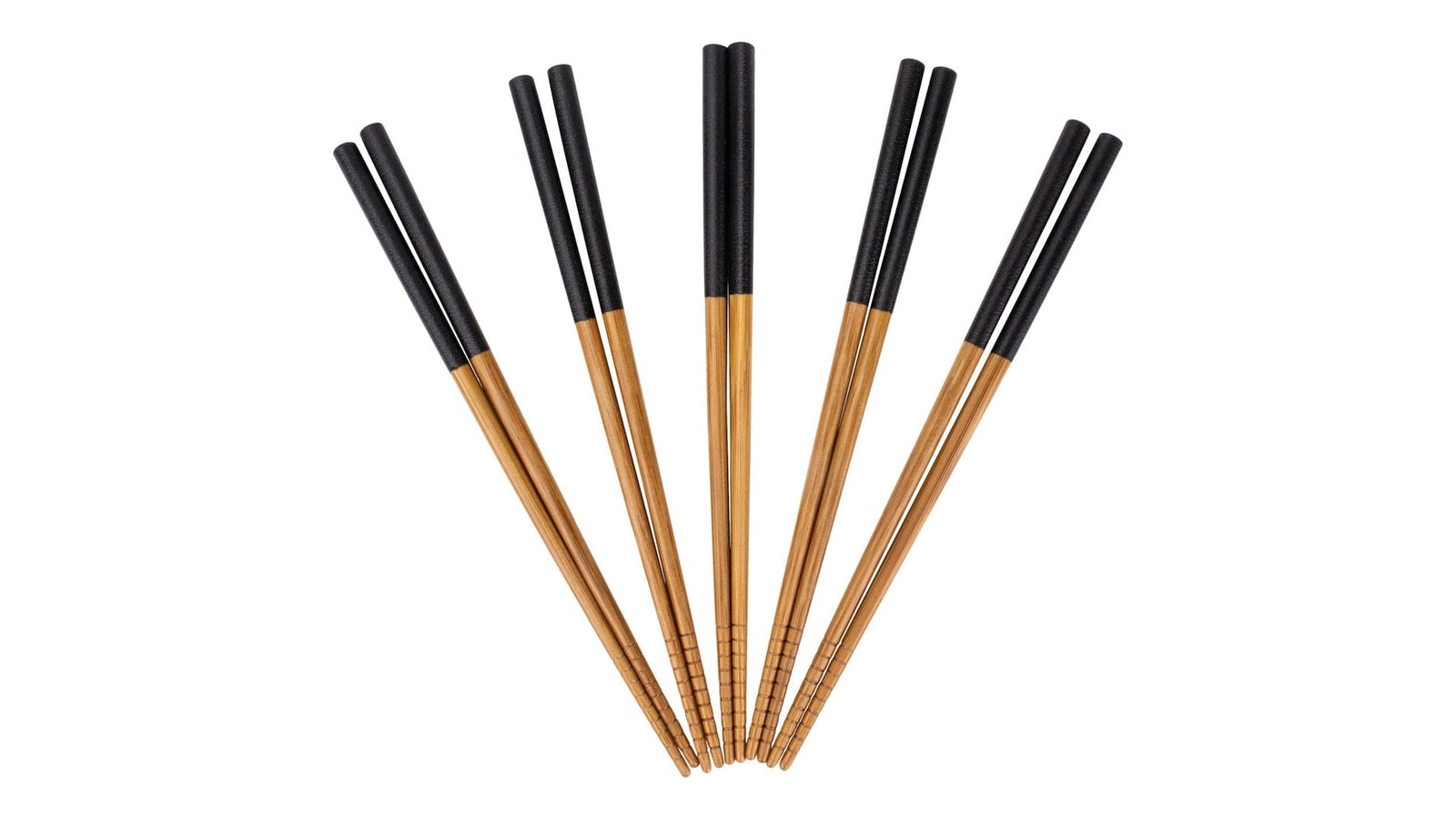 Bamboo Wood Chopsticks with Black Top, Serves 5, 10-pc J0E4 - product image 1