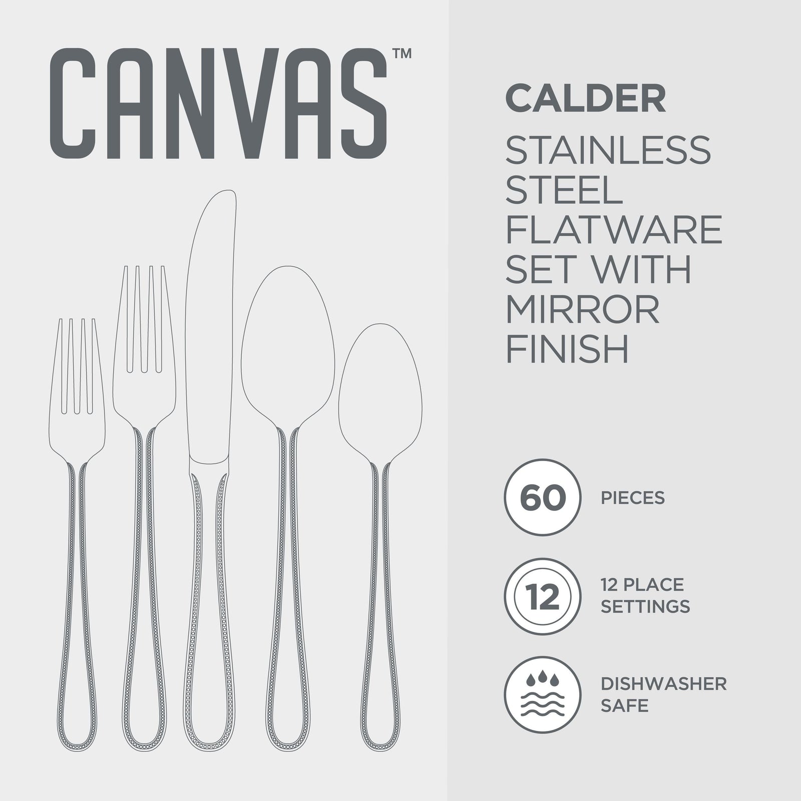 Beaded Edge Flatware Set, Serves 12, 60-pc Q9P9 - product image 1