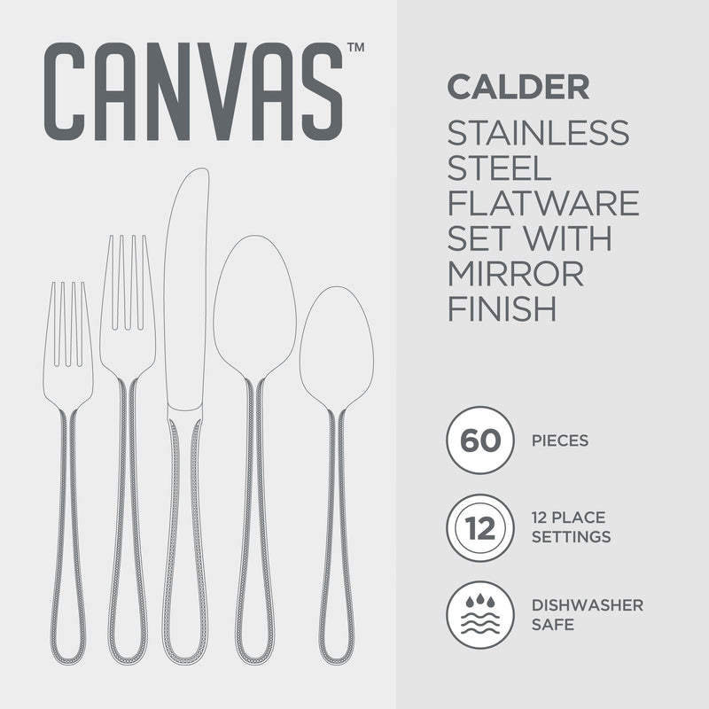Beaded Edge Flatware Set, Serves 12, 60-pc Q9P9