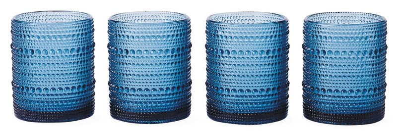 Blue Hobnail Glasses, Durable Glass Build, 4-pk R6Z2
