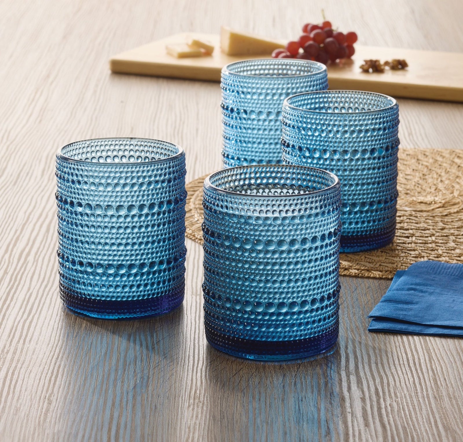 Blue Hobnail Glasses, Durable Glass Build, 4-pk R6Z2 - product image 2