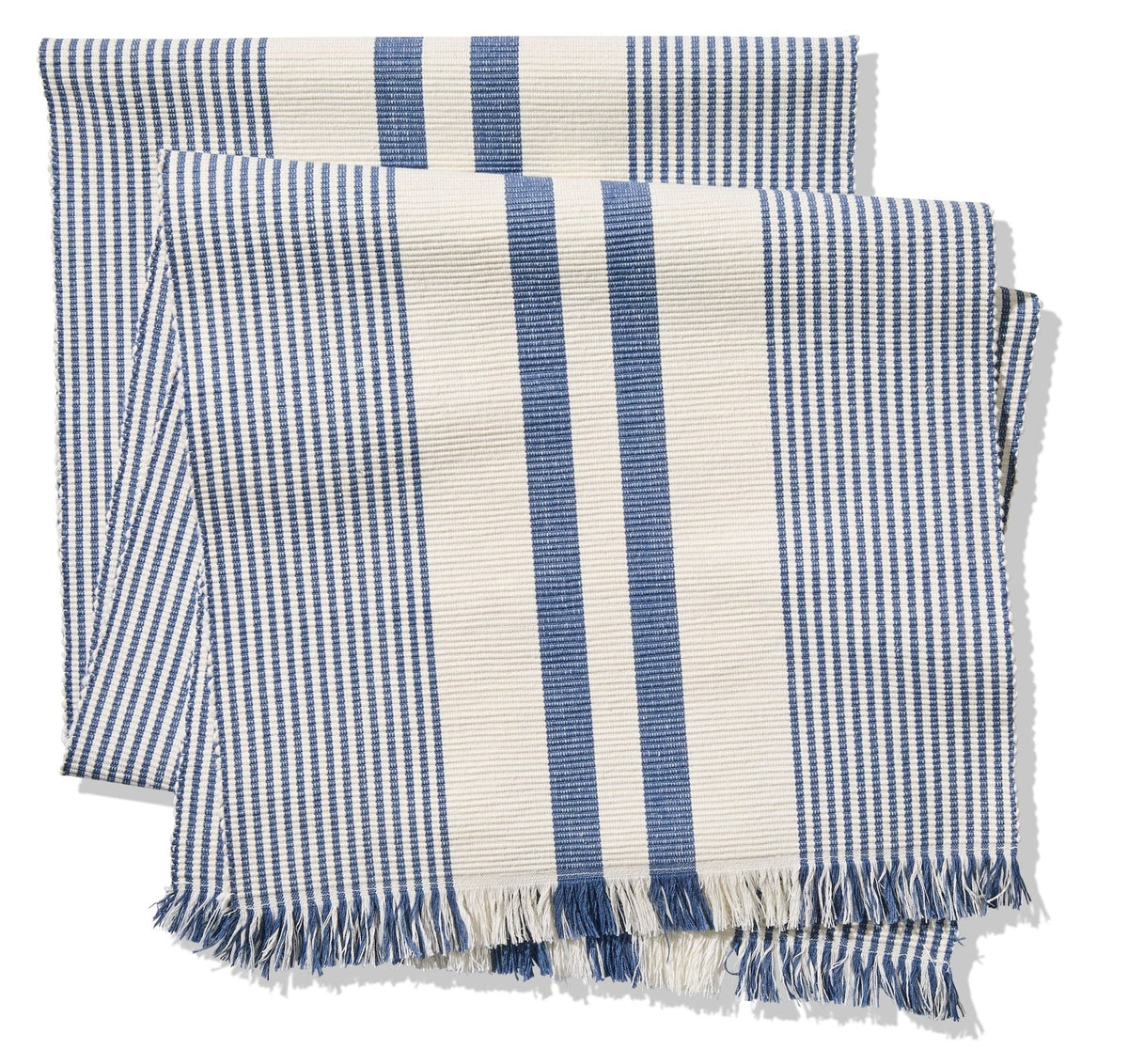 Blue Ribbed Rectangular Cotton Table Runner, 84-in x 15-in K2U5 - product image 1