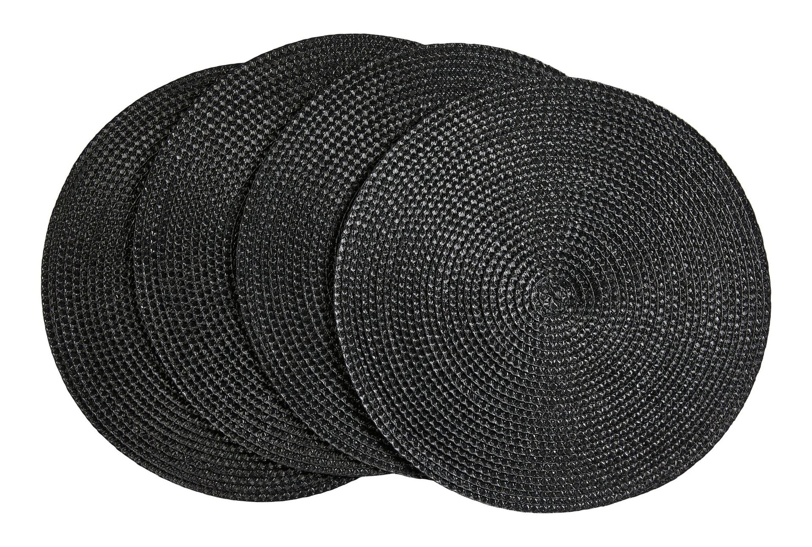 Braided Round Placemats, Black, 15-in Diameter, 4-pk B2Q3 - product image 1