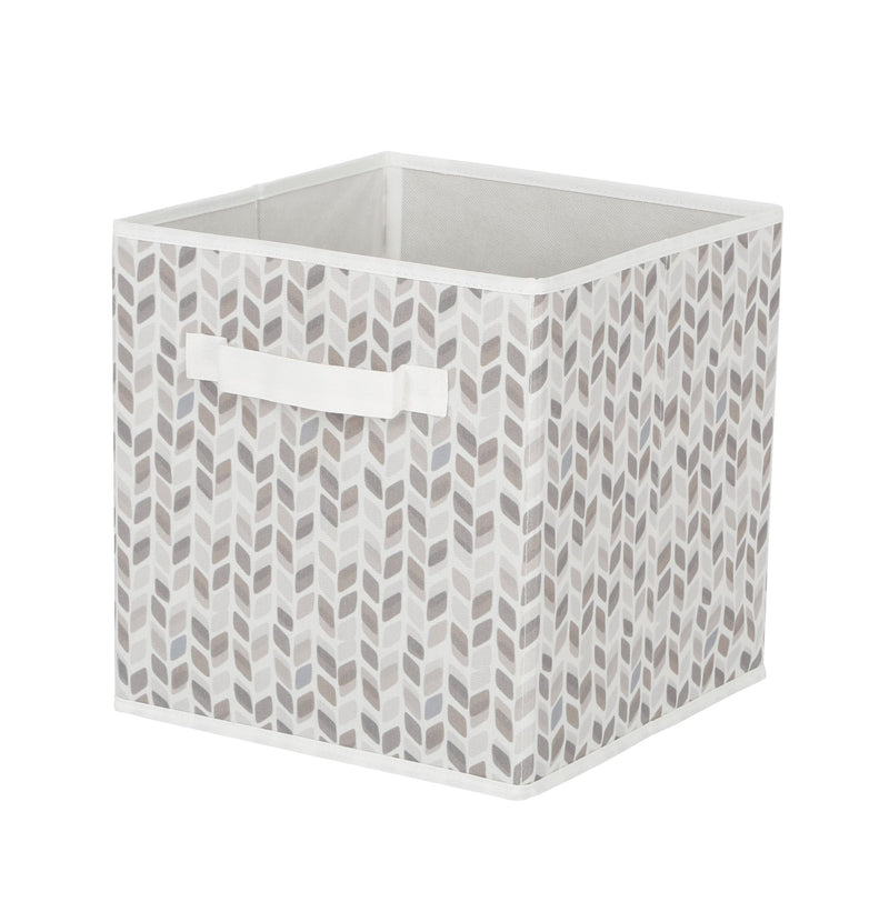 Cube Fabric Drawer Basket, White and Grey Tiled, 10.5 x 10.5 x 11-in Y3R5