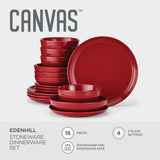 Edenhill Farmhouse Bistro Stoneware Dinnerware Set, Serves 4, 16-pc, Red Y2H3 - product image 5