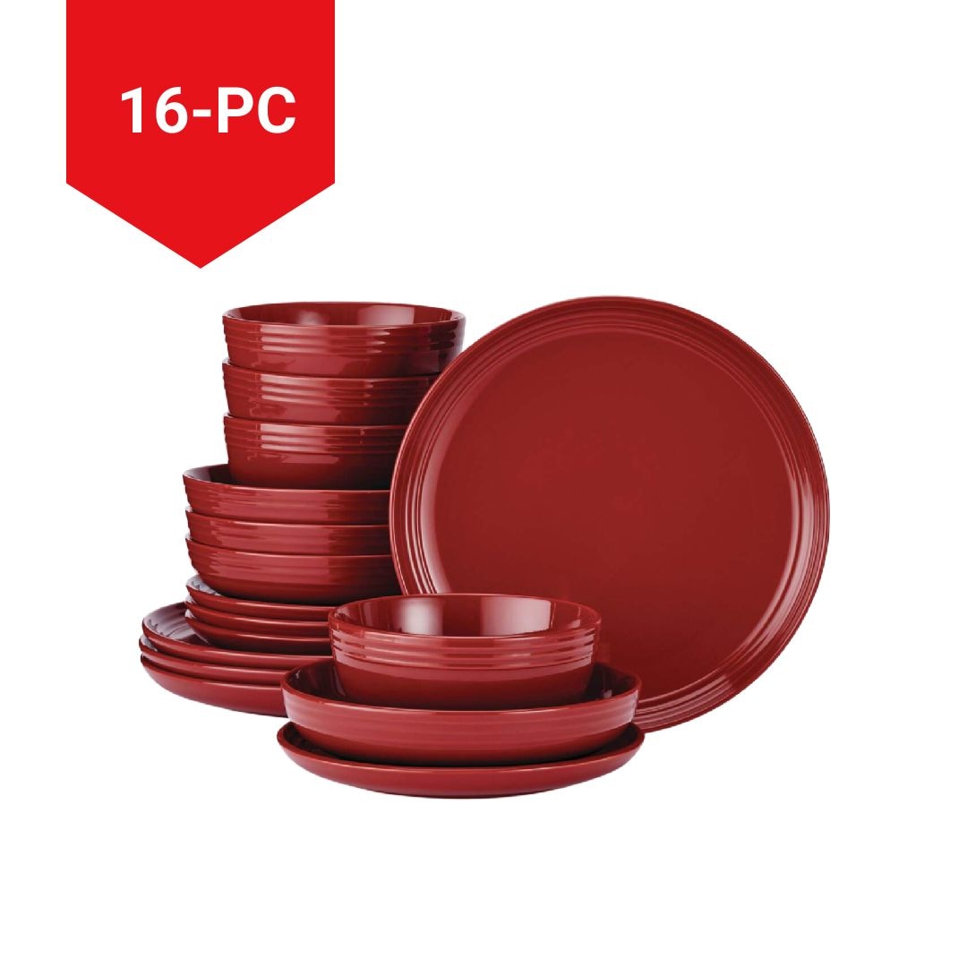 Edenhill Farmhouse Bistro Stoneware Dinnerware Set, Serves 4, 16-pc, Red Y2H3 - product image 6
