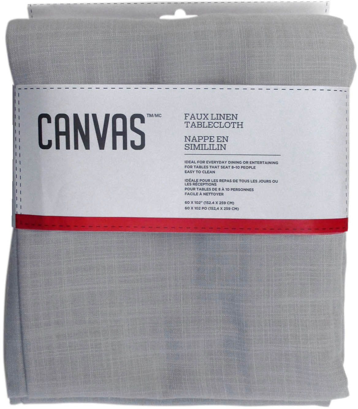 Faux Linen Rectangle Tablecloth, 60-in x 102-in, Light Grey X8T6 - product image 1