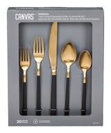 Flatware Set, Serves 4, 20-pc, Black & Gold U3D0 - product image 1