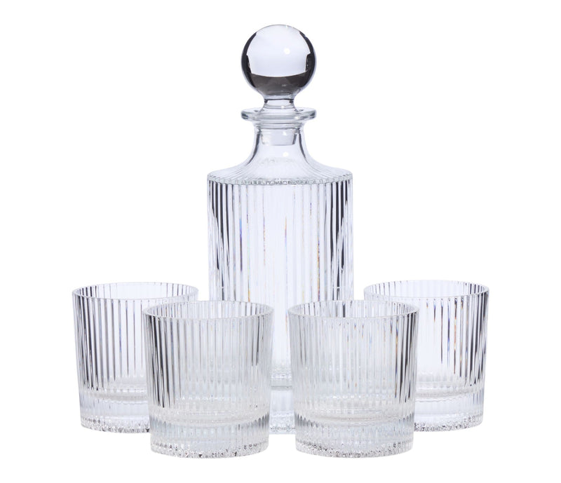 Fluted Decanter & Glasses Set, 5-pc X3J6
