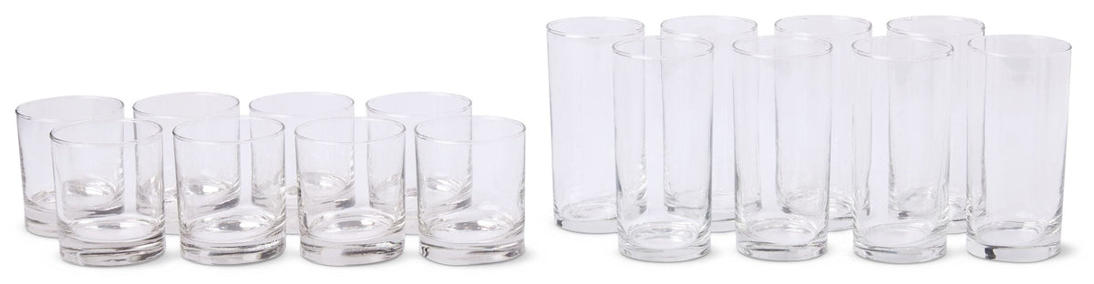 Heavy Base Glassware Tumbler Set, Clear, 11 oz & 15 oz, 16-pc H6W9 - product image 1