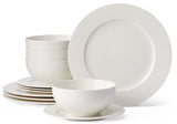 Highbury Ribbed New Bone Dinnerware Set, Serves 4, 12-pc, White C2Y2 - product image 1