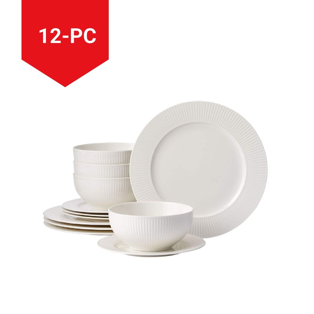 Highbury Ribbed New Bone Dinnerware Set, Serves 4, 12-pc, White C2Y2 - product image 5