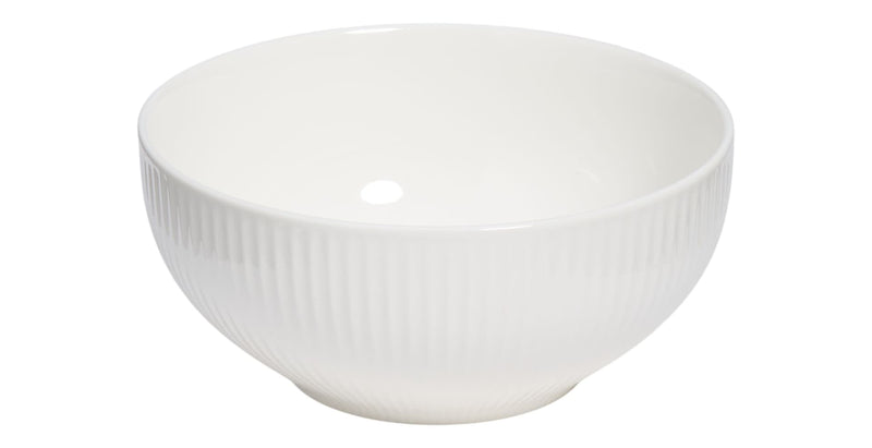 Highbury Ribbed New Bone Low Bowl, 1-pc, White T4M6