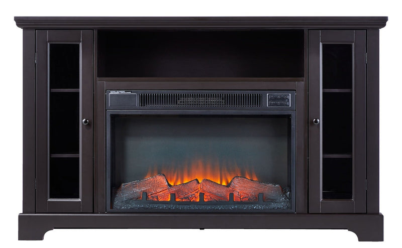 Kingwood Media Electric Fireplace TV Stand, 57-in, 1500W, Includes Remote Control, Brown L4H9
