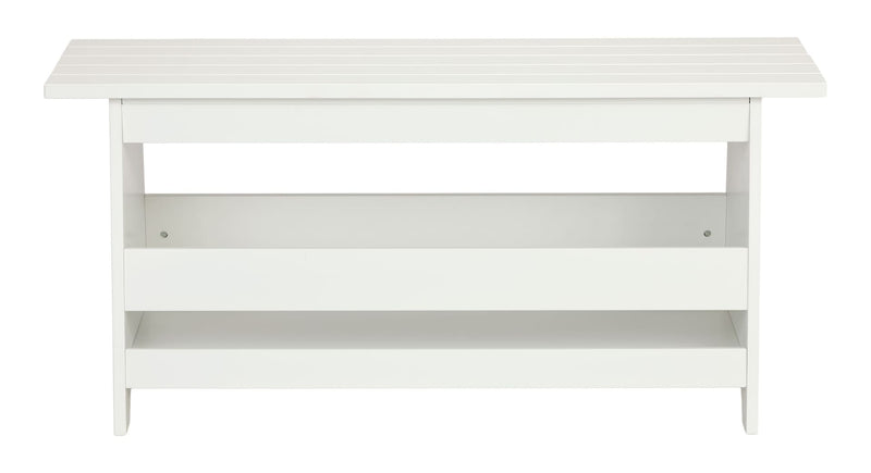 Kya Wooden Entryway Bench with Storage Rack, White B6G2