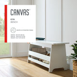 Kya Wooden Entryway Bench with Storage Rack, White B6G2 - product image 4