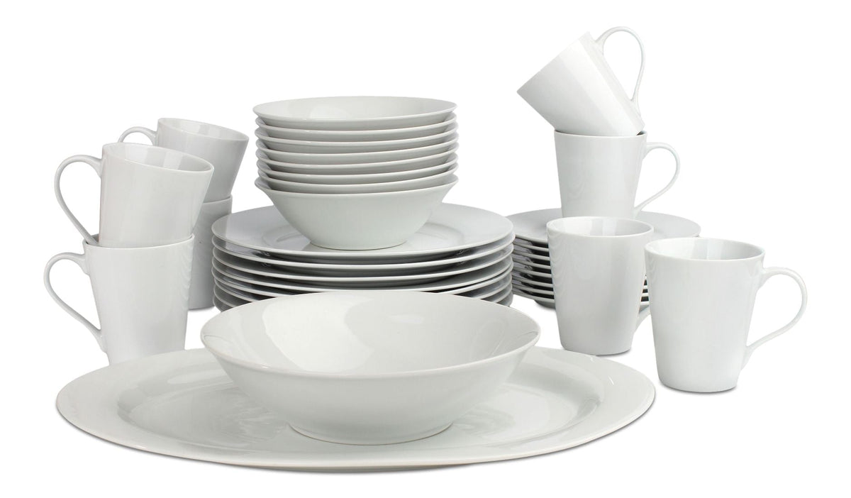 Lauren 34pc Porcelain Dinnerware Set, Serves 8, White E0D1 - product image 1