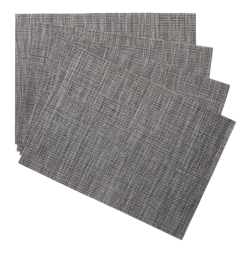 Lurex Rectangle Textilene Woven Placemat, Gunmetal, 13-in x 18-in, 4-pk K7Q7