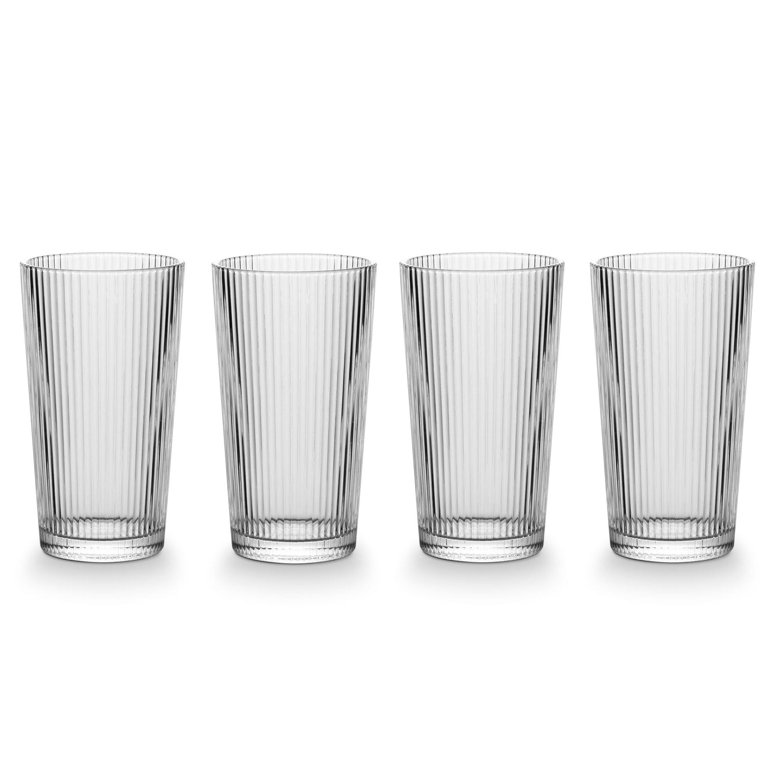 Ribbed High Ball Glass Set, Lead-free, 4-pc Z3L0 - product image 1