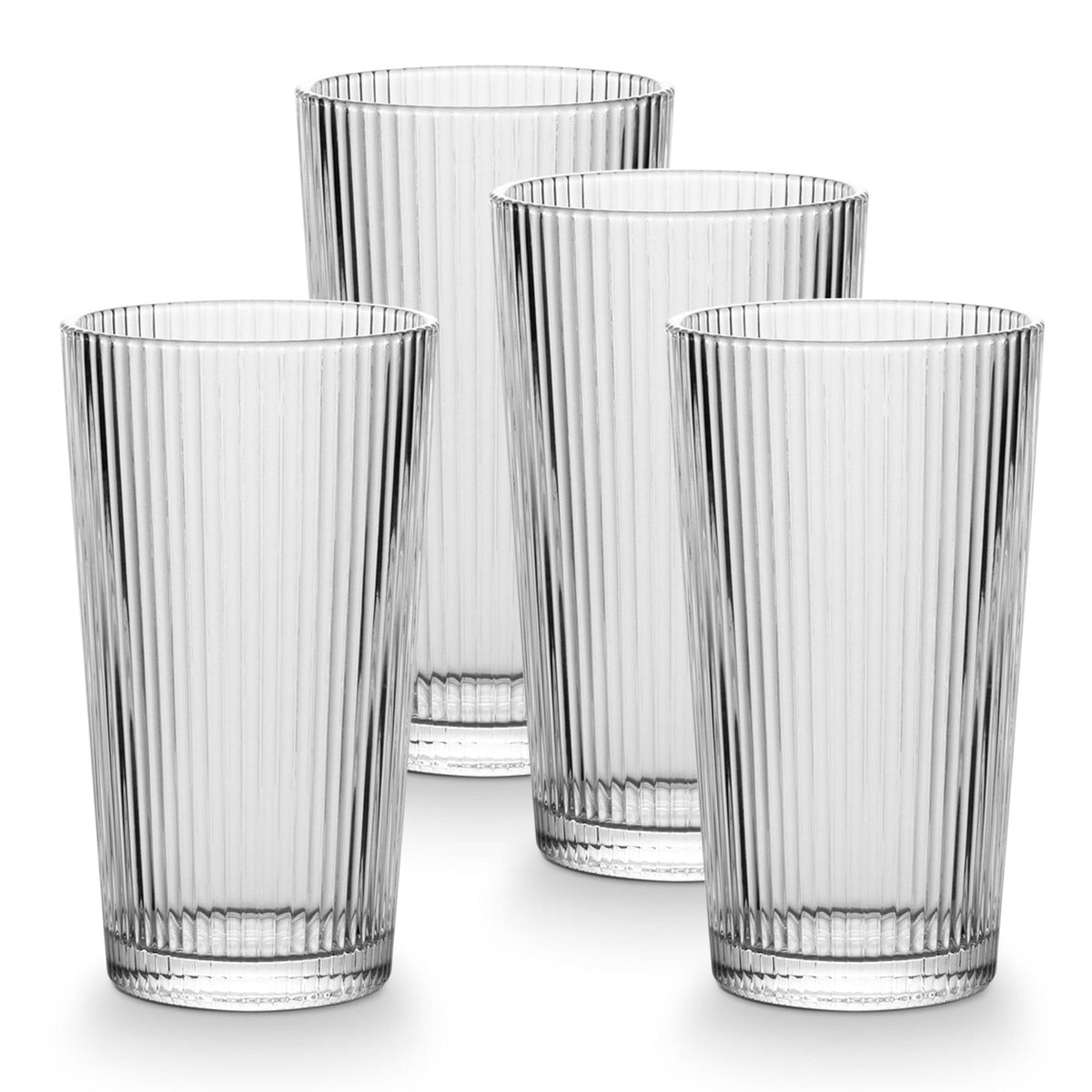 Ribbed High Ball Glass Set, Lead-free, 4-pc Z3L0 - product image 3