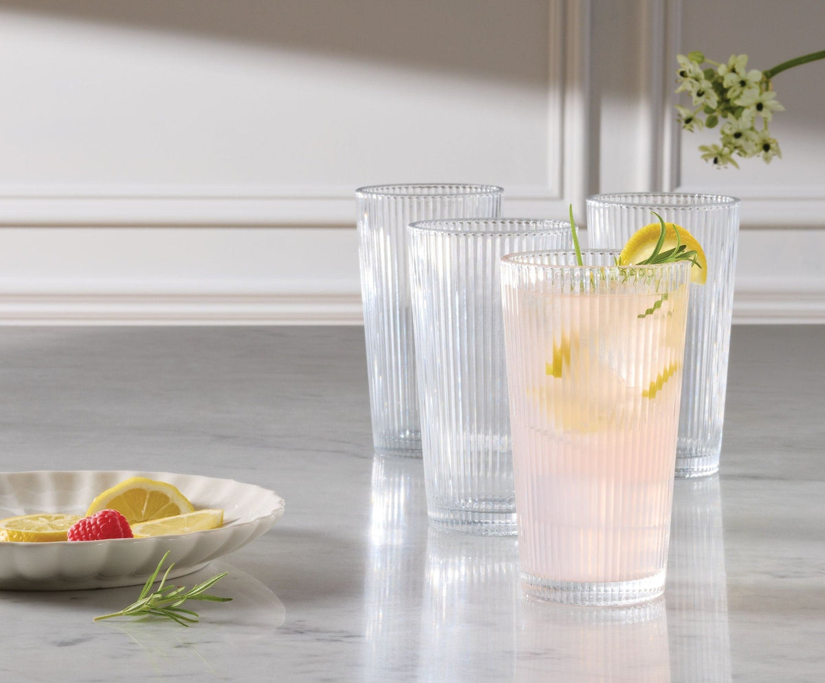 Ribbed High Ball Glass Set, Lead-free, 4-pc Z3L0 - product image 6