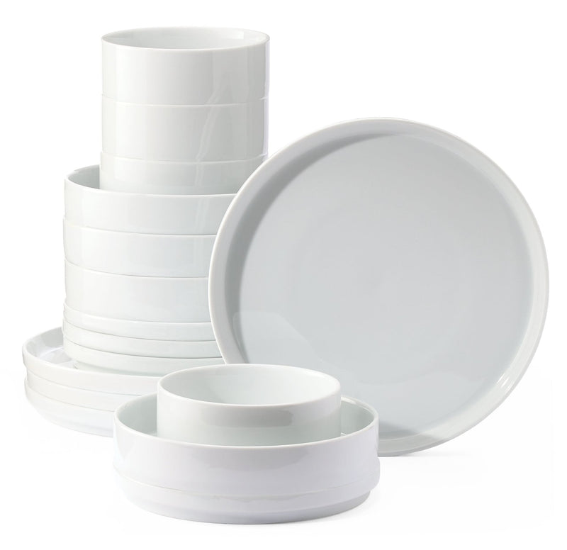 Tate Modern Edge Porcelain Dinnerware Set, Serves 4, 16-pc, White T5D7