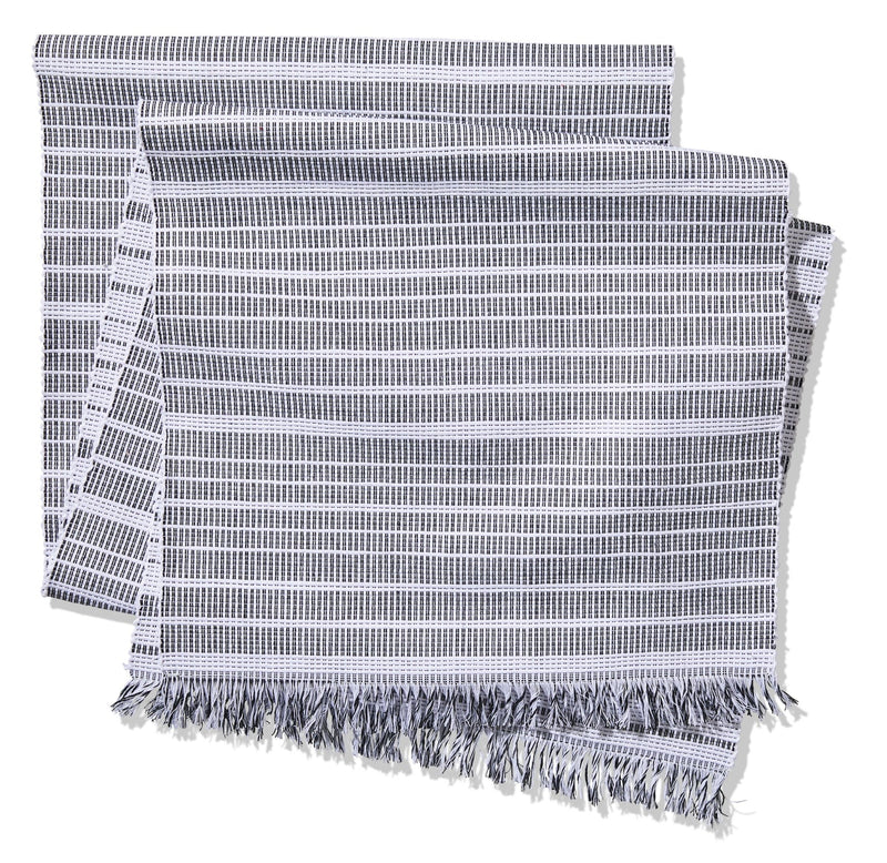 Two-Tone Ribbed Rectangular Cotton Table Runner, 84-in x 15-in I0F9