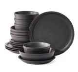Varennes Stoneware Dinnerware Set, Serves 4, 16-pc, Black Reactive Glaze W9L0 - product image 1