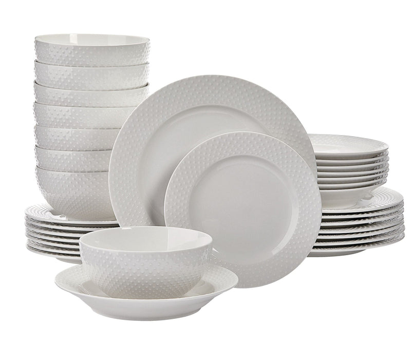 Westbrooke Stoneware Dotted Dinnerware Set, Serves 8, 32-pc, White V4T0