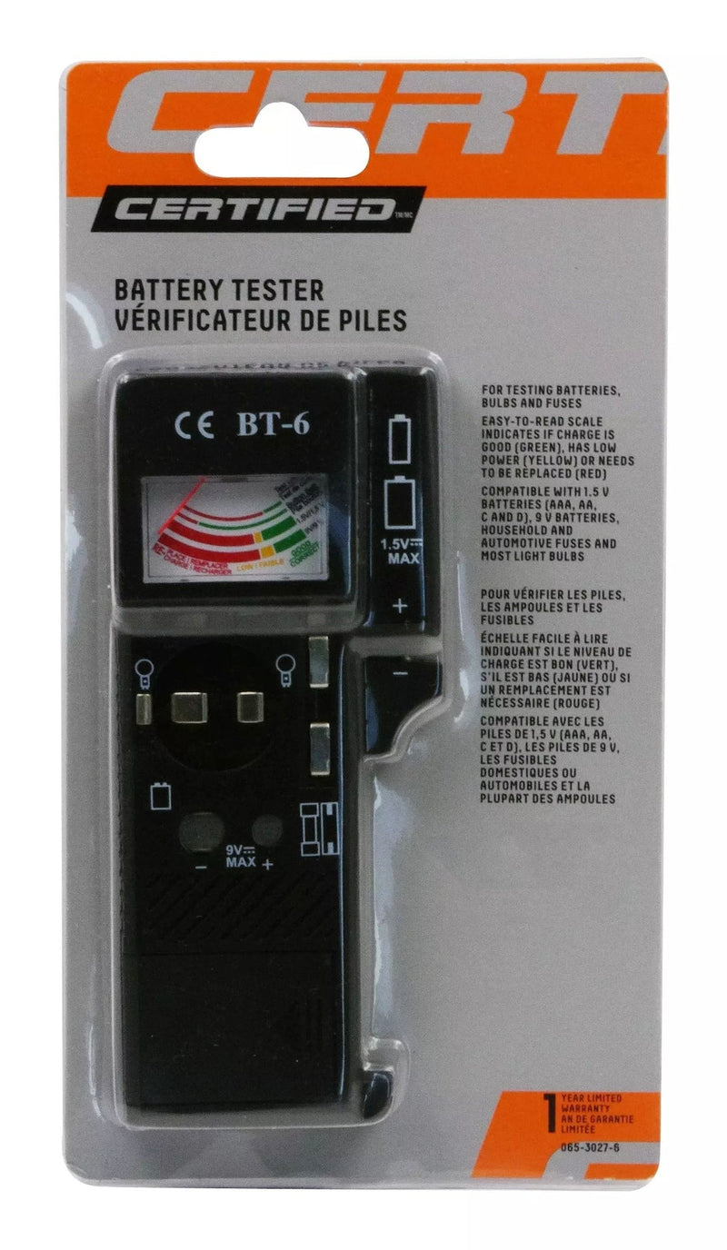 Universal Battery Tester / Checker, AAA, AA, C, D, 9V B9B5