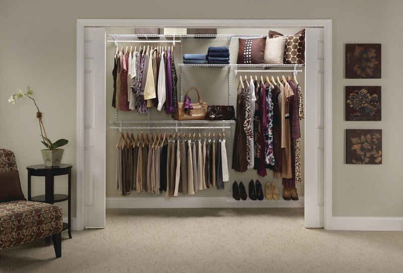 Wire Shelf Track Closet Organizer Kit, White, 5 x 8-ft L4D8