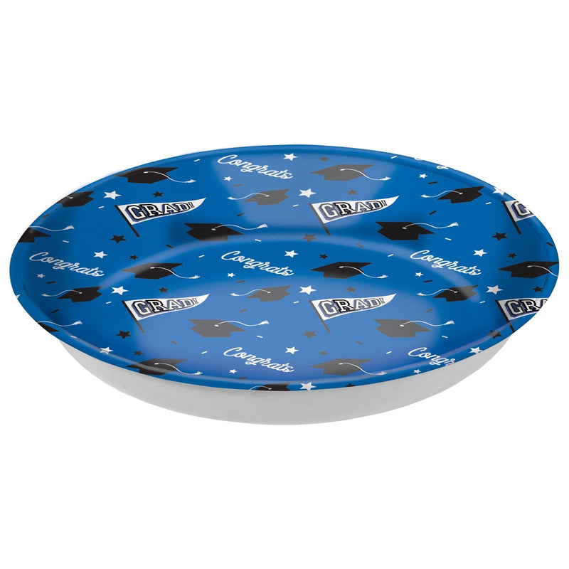 Grad" Round Plastic Reusable Serving Bowl, Blue, 14-in, for Graduation Z5V6