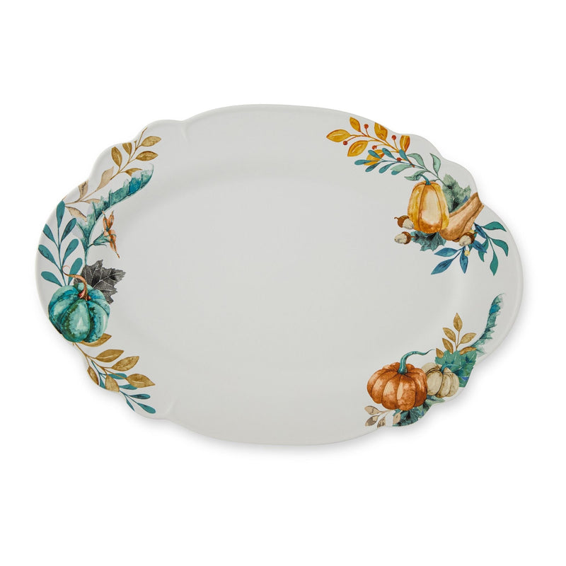 Home Dishwasher Safe Stoneware Harvest Oval Platter U8I9