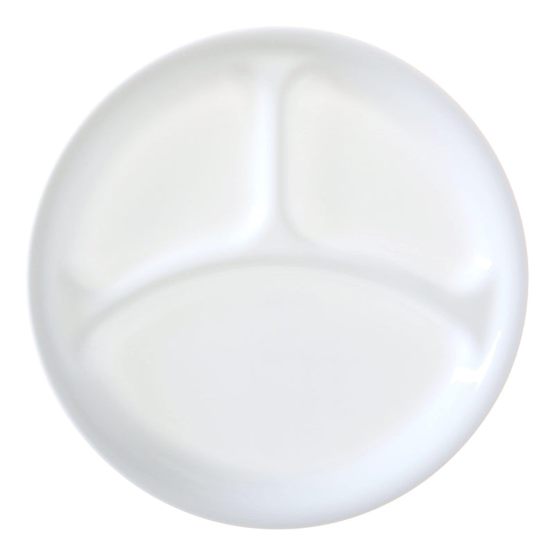 Glass Divided Dinner Plate, 10.25-in, White J4O6