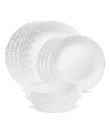 Linen Weave Dinnerware Set, Serves 4, 12-pc, White D7X6 - product image 1