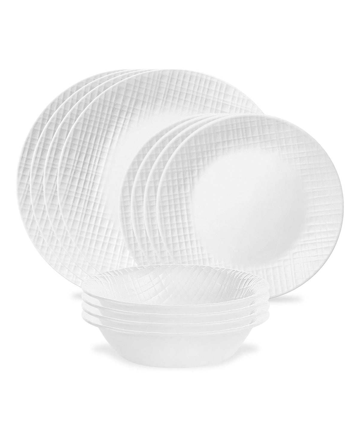 Linen Weave Dinnerware Set, Serves 4, 12-pc, White D7X6 - product image 1