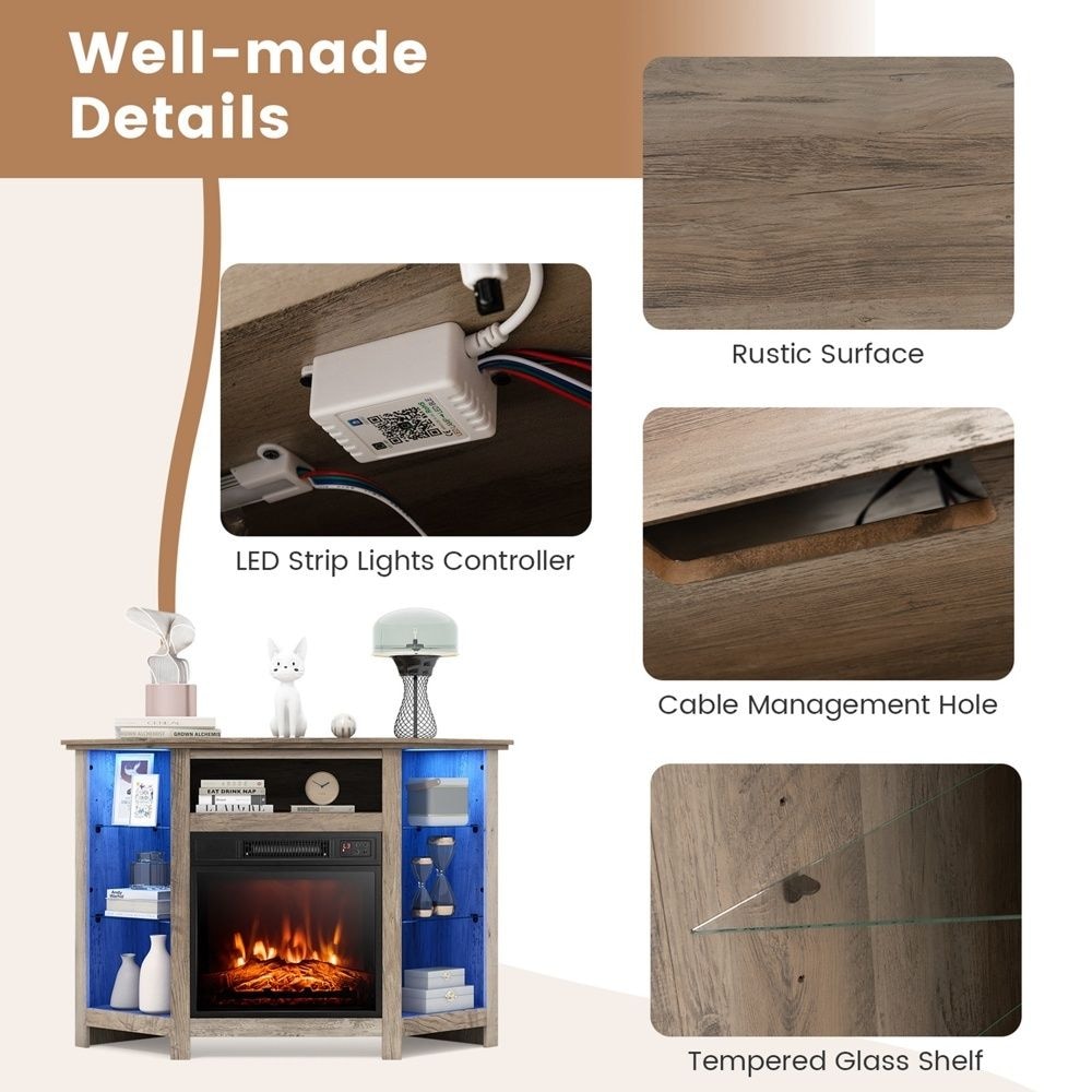 Fireplace TV Stand with Led Lights and 18" O8P8 - product image 6