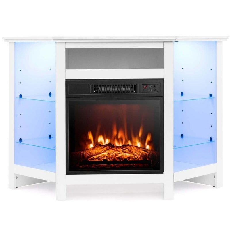Fireplace TV Stand with LED Lights, White M1N6