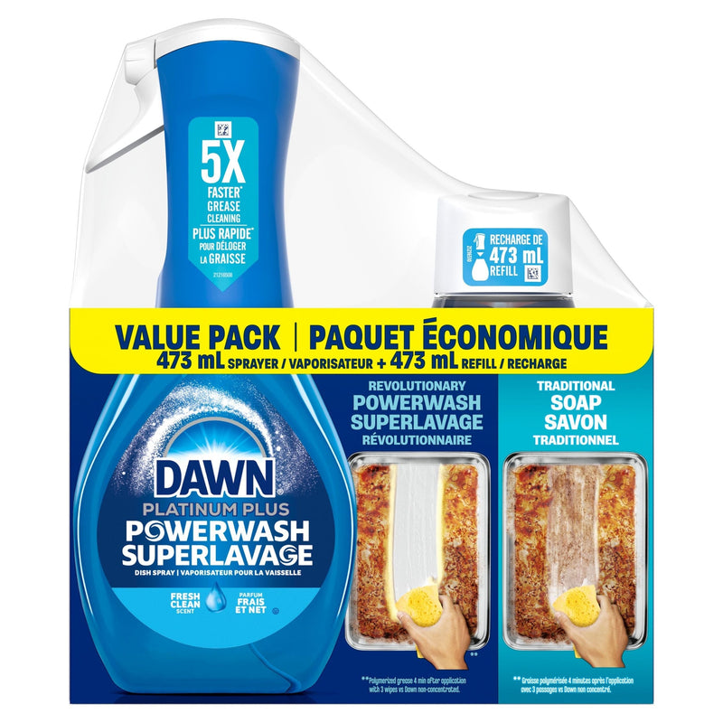 Platinum Powerwash Dish Spray, Fresh Scent Bundle, 1 Starter-Kit D8B4