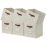 Collapsible Storage Cube with Label, 11-in, 6-pk, Beige J0B1 - product image 1