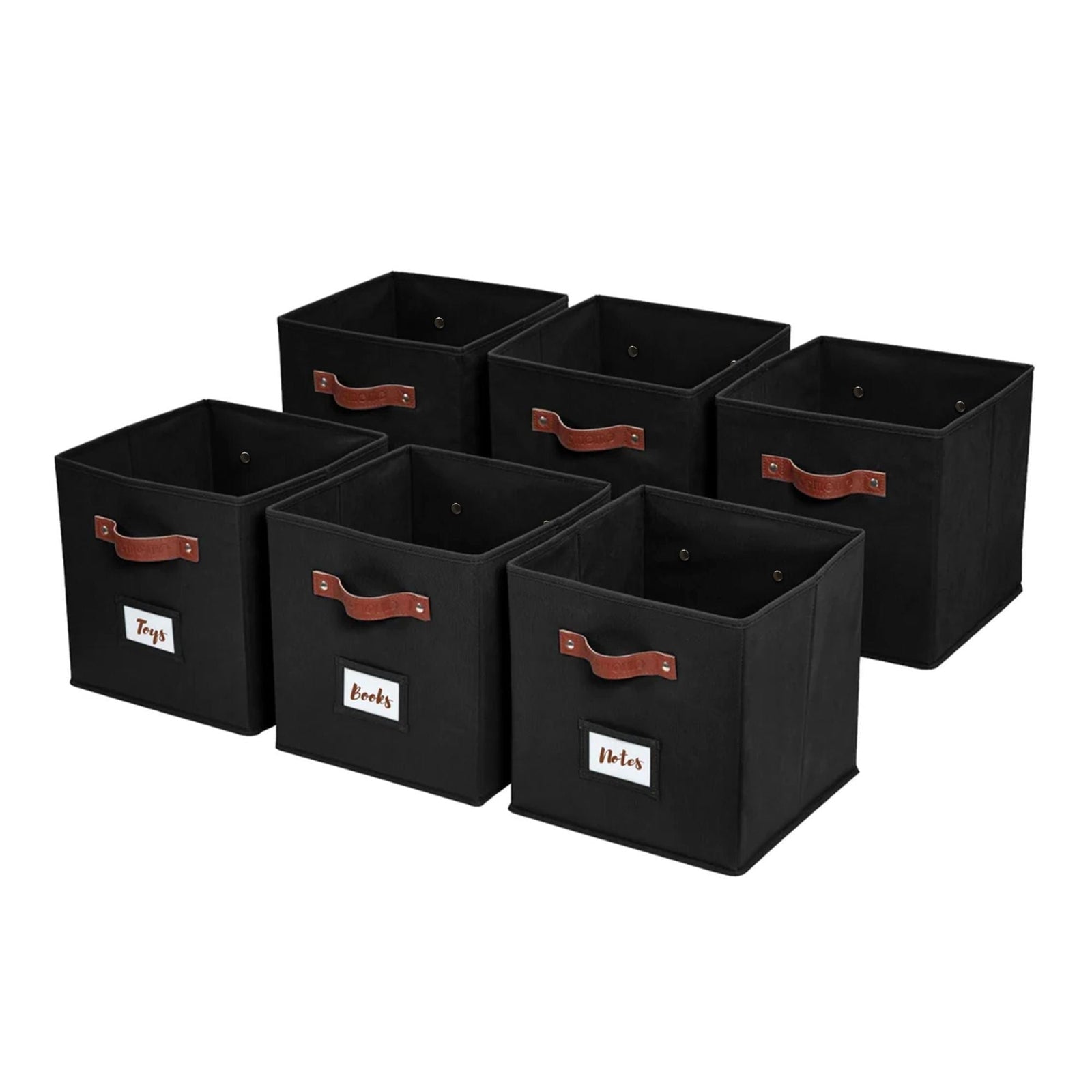 Collapsible Storage Cube with Label, 11-in, 6-pk, Black Q1R6 - product image 1