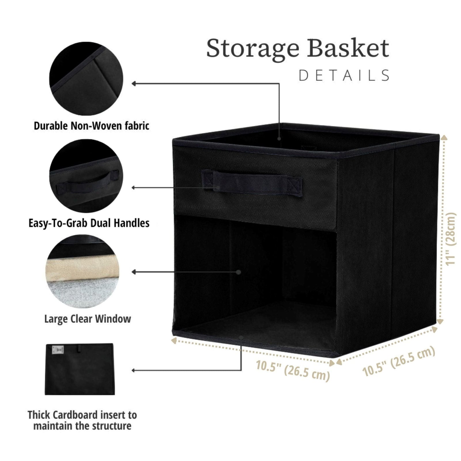 Collapsible Transparent Front Cube, 11-in, 6-pk, Black F5I2 - product image 6